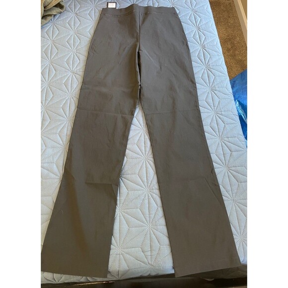 Long Tall Sally Trouser Pants Size 8 Black Stretch Straight Pull On Full Length - Picture 3 of 12